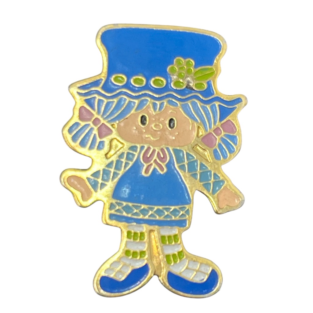 1980 Agc Blueberry Muffin Strawberry Shortcake Brooch Pin Vintage Gold Tone